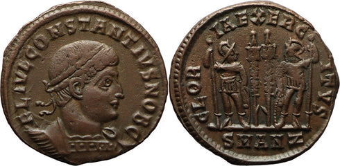 Ancient Roman coin of Constantius II minted in Antioch - GLORIA EXERCITVS
